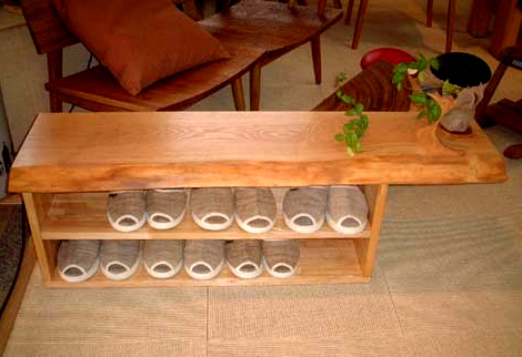 スリッパ収納棚 （楡の天板）